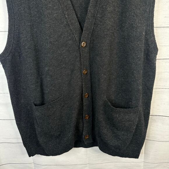 Woolovers Mens size XXL Wool Grandpa Sweater Vest Gray Button Front Academia - Picture 4 of 9